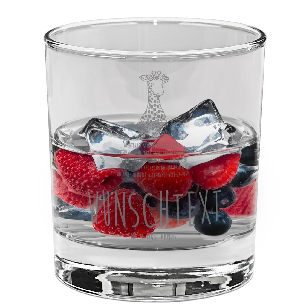 Personalisiertes Gin Glas Giraffe Blumenkranz Personalisiertes Ginglas, Personalisiertes Gin Glas, Personalisiertes Gin Glas mit Gravur, Personalisiertes Gin Glas mit Spruch, Personalisiertes Gin Glas mit Sprüchen, Ginglas mit Wunschtext, Afrika, Wildtiere, Giraffe, Blumenkranz, Abenteurer, Selbstliebe, Freundin