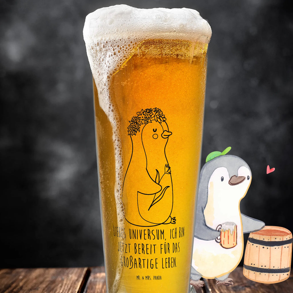 Bierglas Pinguin Blumen Bierglas, Bier Glas, Bierkrug, Bier Krug, Vatertag, Pinguin, Pinguine, Blumenkranz, Universum, Leben, Wünsche, Ziele, Lebensziele, Motivation, Lebenslust, Liebeskummer, Geschenkidee