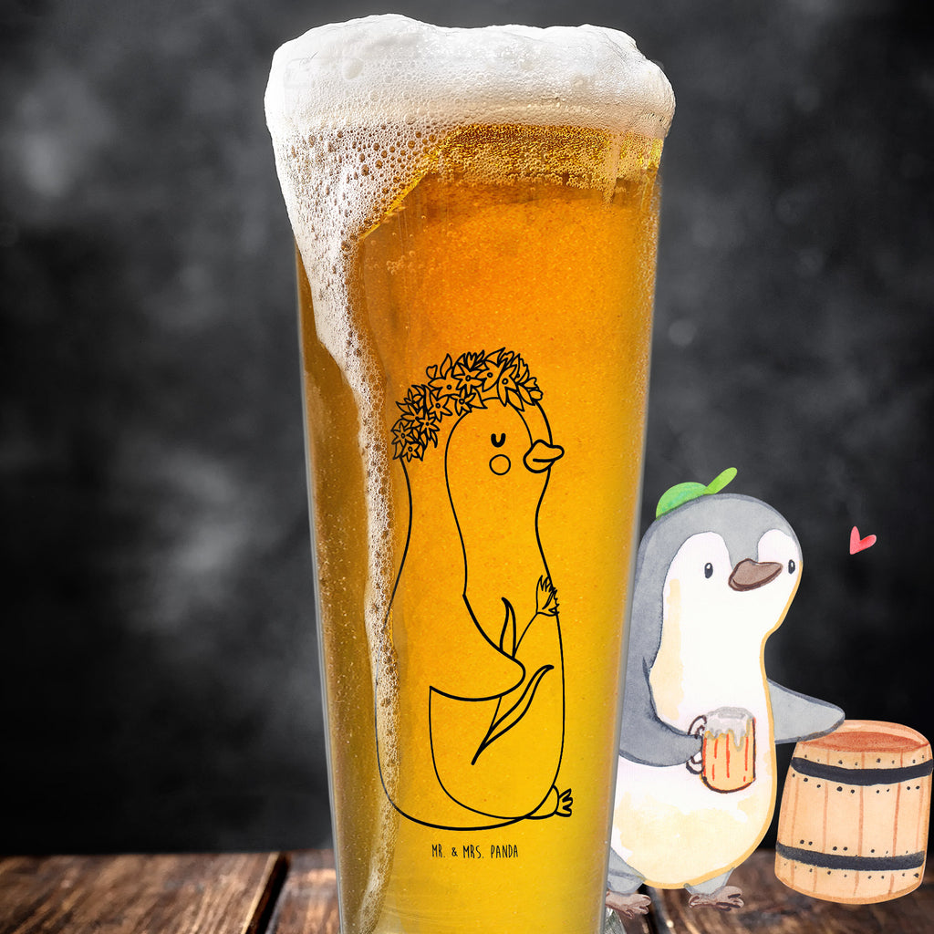 Bierglas Pinguin Blumen Bierglas, Bier Glas, Bierkrug, Bier Krug, Vatertag, Pinguin, Pinguine, Blumenkranz, Universum, Leben, Wünsche, Ziele, Lebensziele, Motivation, Lebenslust, Liebeskummer, Geschenkidee