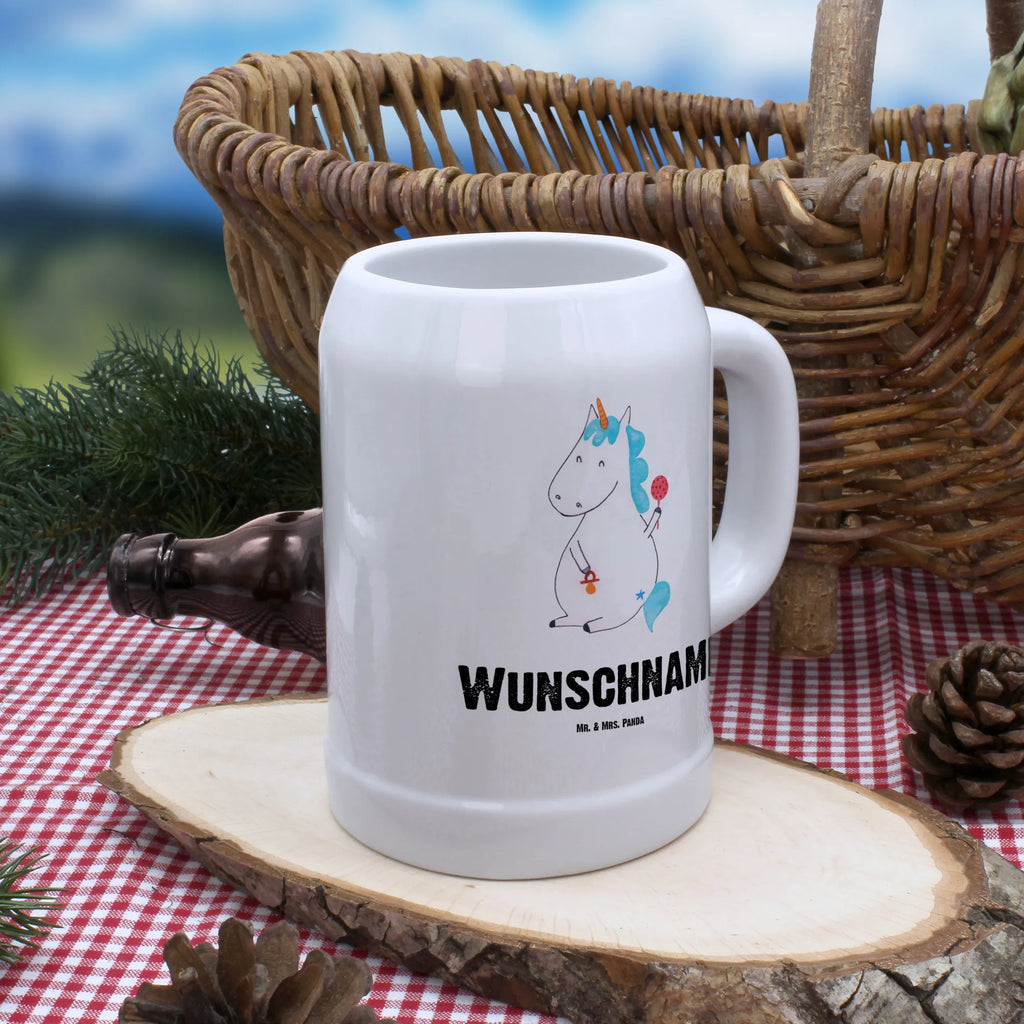 Personalisierter Bierkrug Einhorn Baby Bierkrug mit Namen, Bierkrug personalisieren, Bierglas mit Namen, Personalisierung, Bedrucken, Einhorn, Einhörner, Einhorn Deko, Unicorn, Mutter, Geburt, Geburtstag, erstes Kind, Baby, Babyglück, Nachwuchs, Eltern, Party, Kind, Schnuller