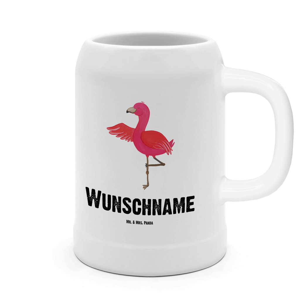 Personalisierter Bierkrug Flamingo Yoga Bierkrug mit Namen, Bierkrug personalisieren, Bierglas mit Namen, Personalisierung, Bedrucken, Flamingo, Vogel, Yoga, Namaste, Achtsamkeit, Yoga-Übung, Entspannung, Ärger, Aufregen, Tiefenentspannung