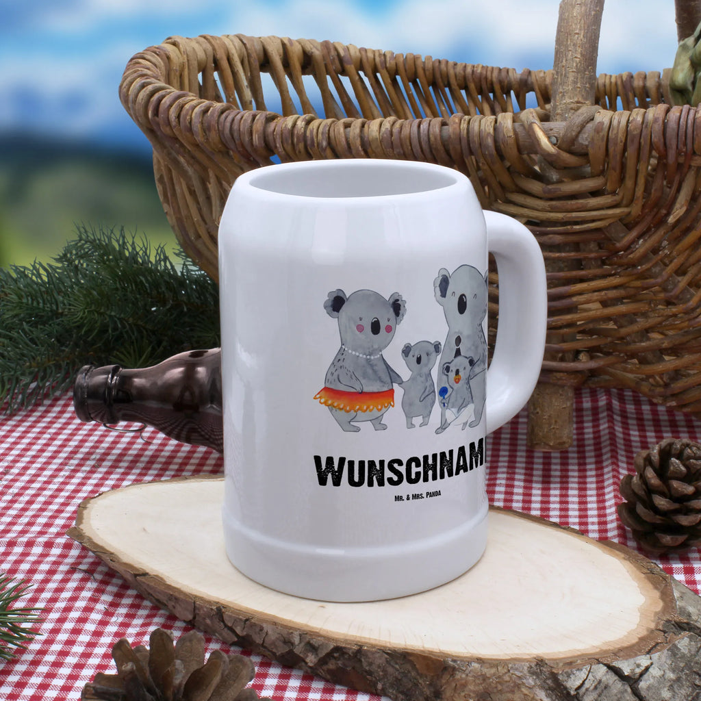 Personalisierter Bierkrug Koala Familie Bierkrug mit Namen, Bierkrug personalisieren, Bierglas mit Namen, Personalisierung, Bedrucken, Familie, Vatertag, Muttertag, Bruder, Schwester, Mama, Papa, Oma, Opa, Koala, Koalas, Family, Kinder, Geschwister, Familienleben