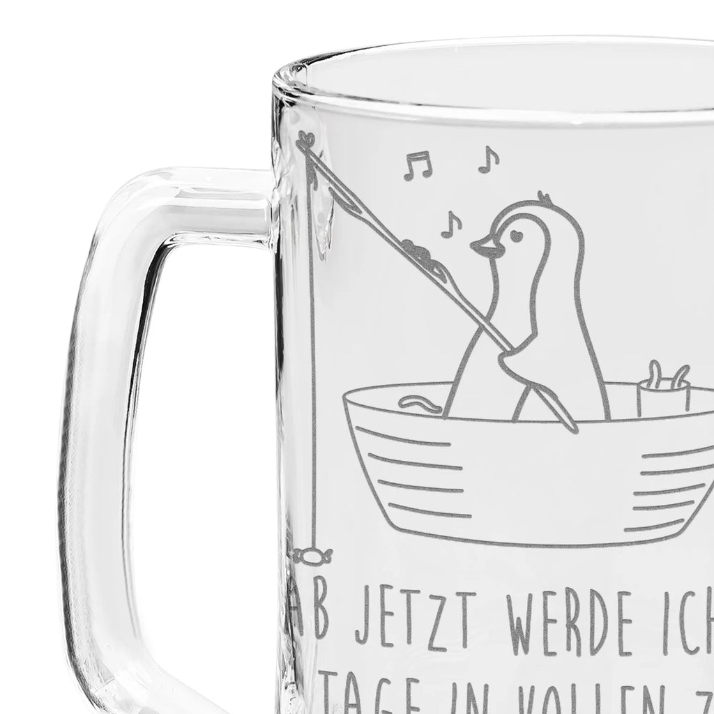 Gravur Bierkrug Pinguin Angelboot Bierkrug, Bier Krug, Bierkrug Glas, Vatertag, Pinguin, Pinguine, Angeln, Boot, Angelboot, Lebenslust, Leben, genießen, Motivation, Neustart, Neuanfang, Trennung, Scheidung, Geschenkidee Liebeskummer