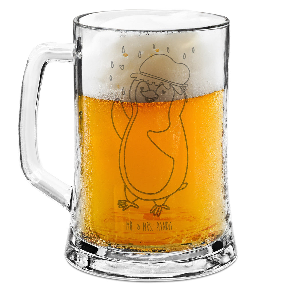 Gravur Bierkrug Pinguin Duschen Bierkrug, Bier Krug, Bierkrug Glas, Vatertag, Pinguin, Pinguine, Dusche, duschen, Lebensmotto, Motivation, Neustart, Neuanfang, glücklich sein