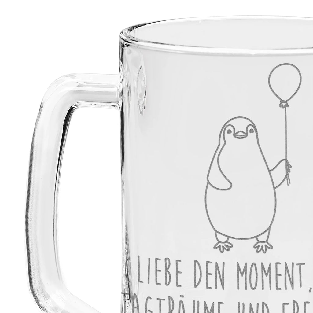 Gravur Bierkrug Pinguin Luftballon Bierkrug, Bier Krug, Bierkrug Glas, Vatertag, Pinguin, Pinguine, Luftballon, Tagträume, Lebenslust, Geschenk Freundin, Geschenkidee, beste Freundin, Motivation, Neustart, neues Leben, Liebe, Glück