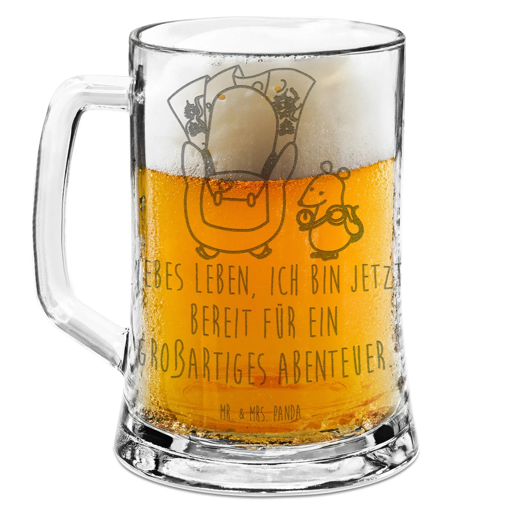 Gravur Bierkrug Pinguin & Maus Wanderer Bierkrug, Bier Krug, Bierkrug Glas, Vatertag, Pinguin, Pinguine, Abenteurer, Abenteuer, Roadtrip, Ausflug, Wanderlust, wandern