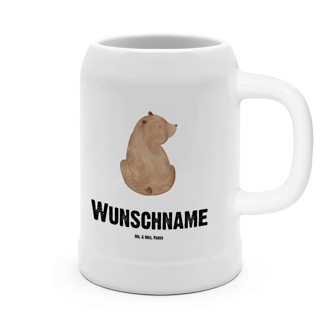 Personalisierter Bierkrug Bär Schulterblick Bierkrug mit Namen, Bierkrug personalisieren, Bierglas mit Namen, Personalisierung, Bedrucken, Bär, Teddy, Teddybär, Selbstachtung, Weltansicht, Motivation, Bären, Bärenliebe, Weisheit