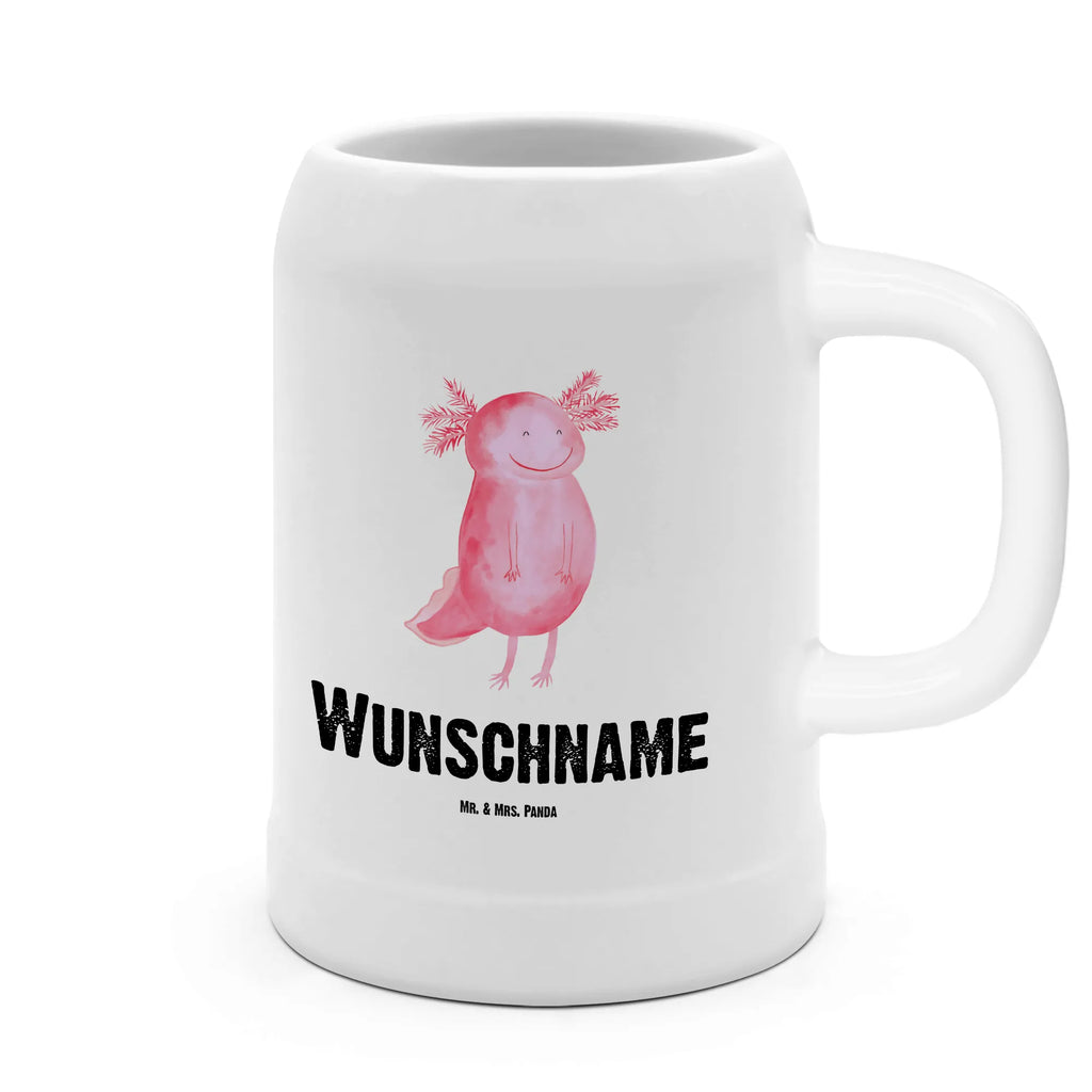 Personalisierter Bierkrug Axolotl glücklich Bierkrug mit Namen, Bierkrug personalisieren, Bierglas mit Namen, Personalisierung, Bedrucken, Axolotl, Molch, Axolot, Schwanzlurch, Lurch, Lurche, Motivation, gute Laune