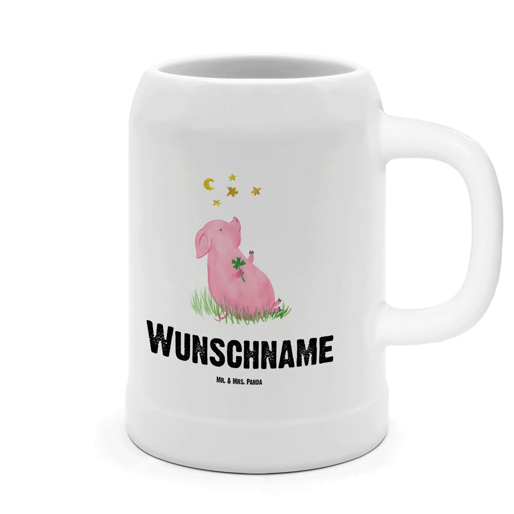 Personalisierter Bierkrug Schwein Glück Bierkrug mit Namen, Bierkrug personalisieren, Bierglas mit Namen, Personalisierung, Bedrucken, Tiermotive, Gute Laune, lustige Sprüche, Tiere, Glücksschwein. Glück, Schwein, Schweinchen, Sterne, Sernchen, Ziele, Träume, Motivation, Glücksbringer