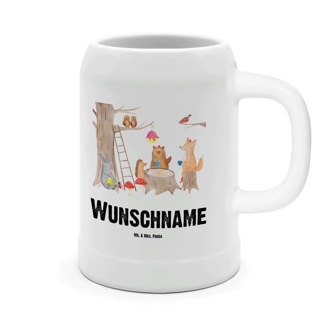 Personalisierter Bierkrug Waldtiere Picknick Bierkrug mit Namen, Bierkrug personalisieren, Bierglas mit Namen, Personalisierung, Bedrucken, Tiermotive, Gute Laune, lustige Sprüche, Tiere, Waldtiere, Picknick, Wald, Fuchs, Hase, Igel, Maus, Eichhörnchen