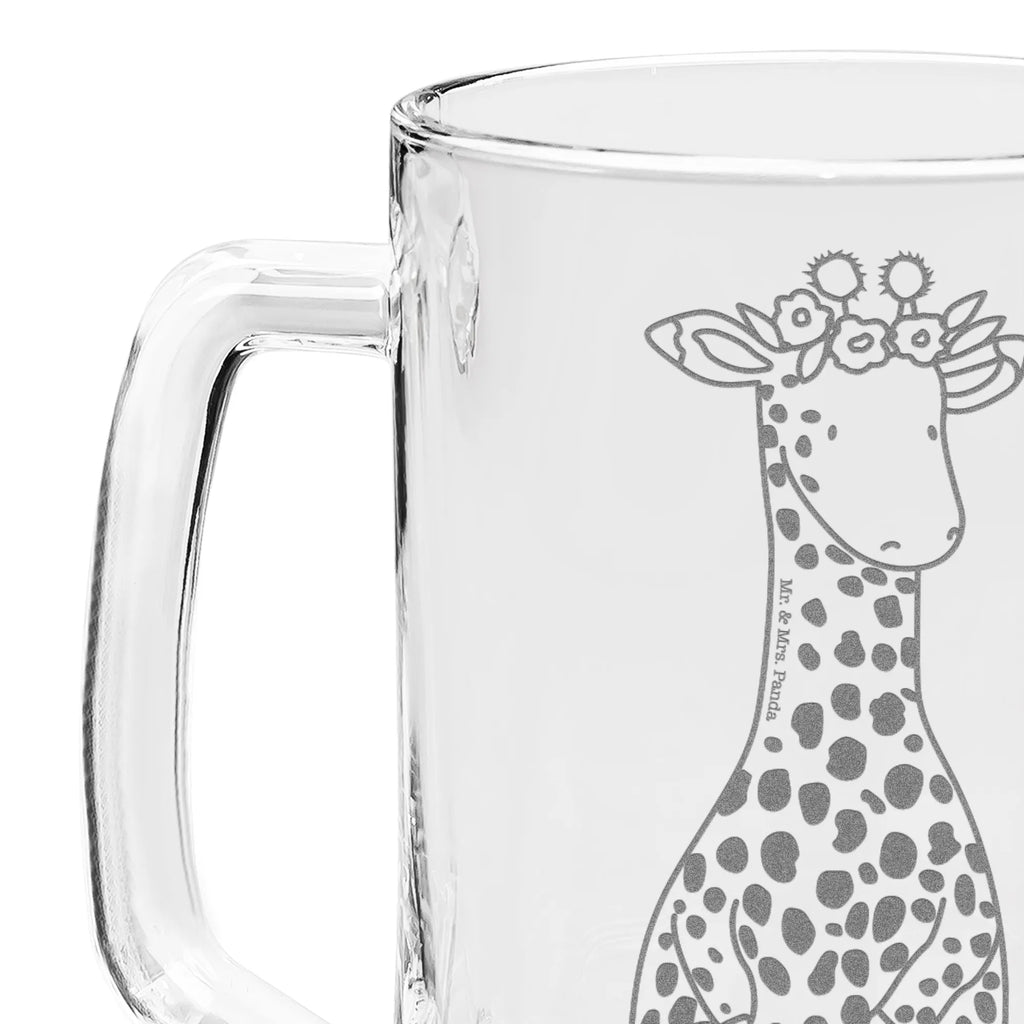 Gravur Bierkrug Giraffe Blumenkranz Bierkrug, Bier Krug, Bierkrug Glas, Vatertag, Afrika, Wildtiere, Giraffe, Blumenkranz, Abenteurer, Selbstliebe, Freundin