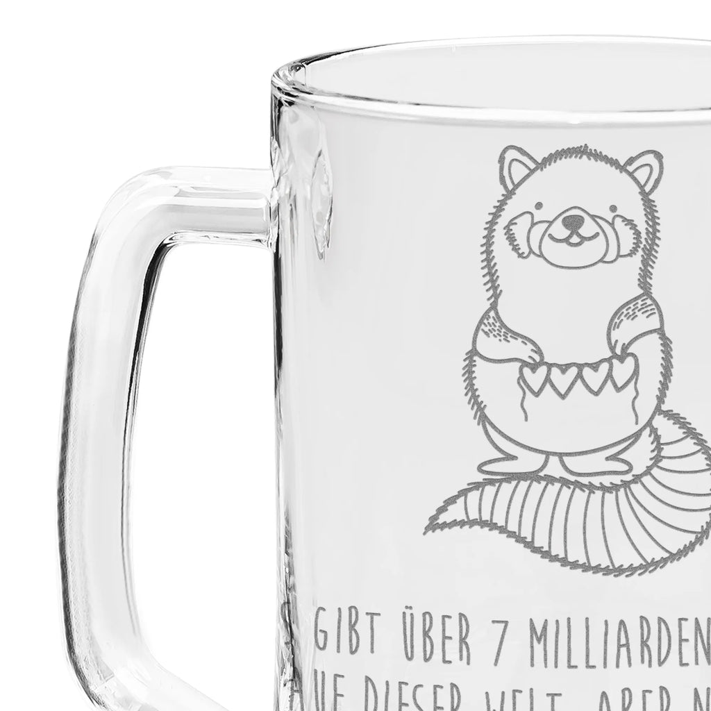 Gravur Bierkrug Roter Panda Bierkrug, Bier Krug, Bierkrug Glas, Vatertag, Tiermotive, Gute Laune, lustige Sprüche, Tiere, Panda, Liebe, Rot, Herz, Liebling, Lieblingsmensch