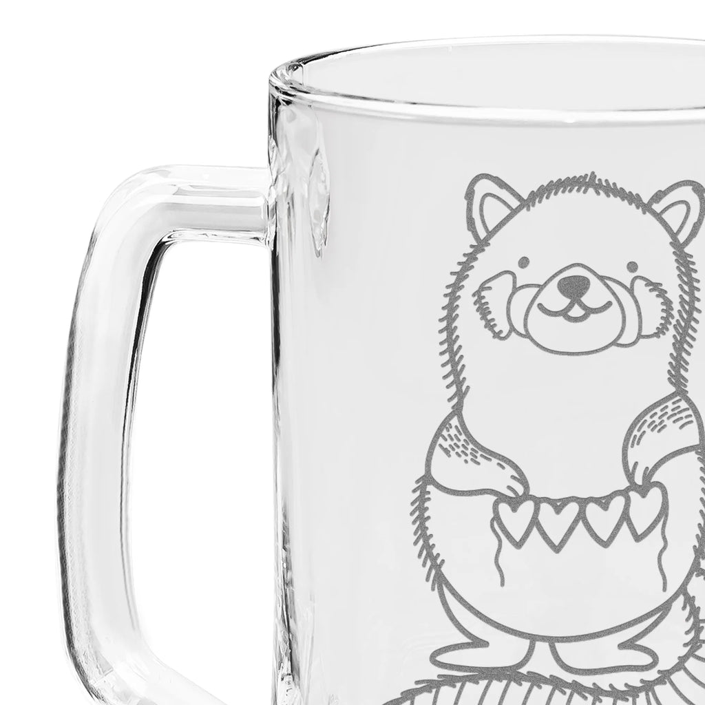 Gravur Bierkrug Roter Panda Bierkrug, Bier Krug, Bierkrug Glas, Vatertag, Tiermotive, Gute Laune, lustige Sprüche, Tiere, Panda, Liebe, Rot, Herz, Liebling, Lieblingsmensch