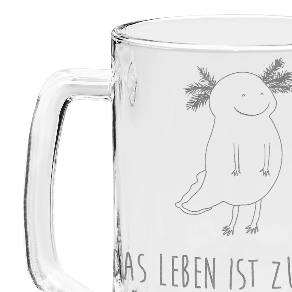 Gravur Bierkrug Axolotl Glücklich Bierkrug, Bier Krug, Bierkrug Glas, Vatertag, Axolotl, Molch, Axolot, Schwanzlurch, Lurch, Lurche, Motivation, gute Laune