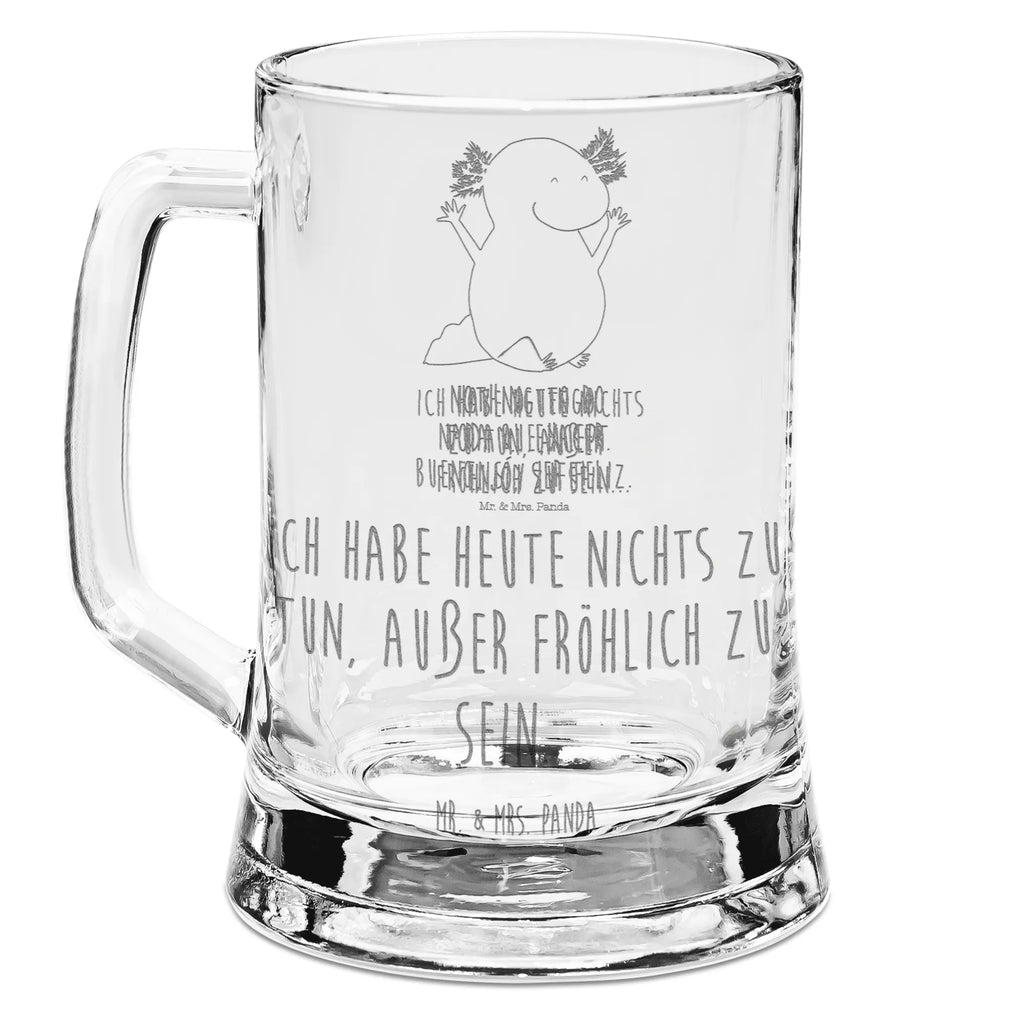 Gravur Bierkrug Axolotl Hurra Bierkrug, Bier Krug, Bierkrug Glas, Vatertag, Axolotl, Molch, Axolot, Schwanzlurch, Lurch, Lurche, fröhlich, Spaß, Freude, Motivation, Zufriedenheit