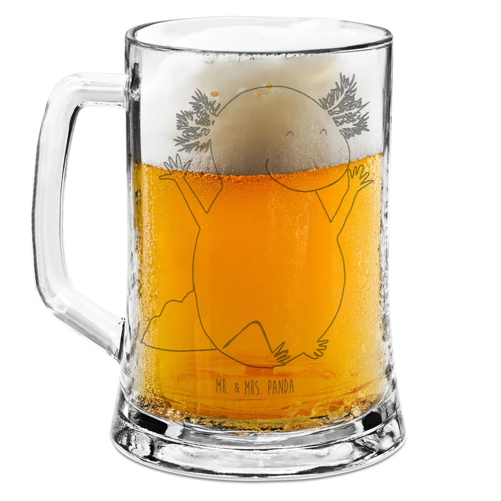 Gravur Bierkrug Axolotl Hurra Bierkrug, Bier Krug, Bierkrug Glas, Vatertag, Axolotl, Molch, Axolot, Schwanzlurch, Lurch, Lurche, fröhlich, Spaß, Freude, Motivation, Zufriedenheit