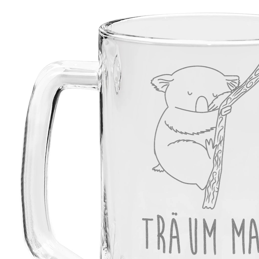 Gravur Bierkrug Koalabär Bierkrug, Bier Krug, Bierkrug Glas, Vatertag, Tiermotive, Gute Laune, lustige Sprüche, Tiere, Koala, träumen, Traum, schlafen, Schlafzimmer, Traumland, Bär, Koalabär