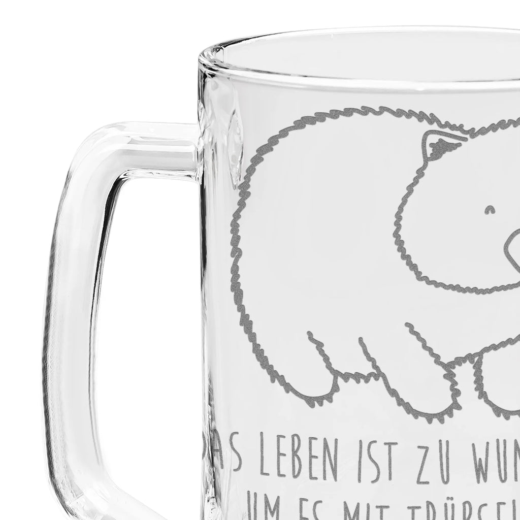 Gravur Bierkrug Wombat Bierkrug, Bier Krug, Bierkrug Glas, Vatertag, Tiermotive, Gute Laune, lustige Sprüche, Tiere, Wombat, Das Leben ist schön, Motivation, Spruch, Australien