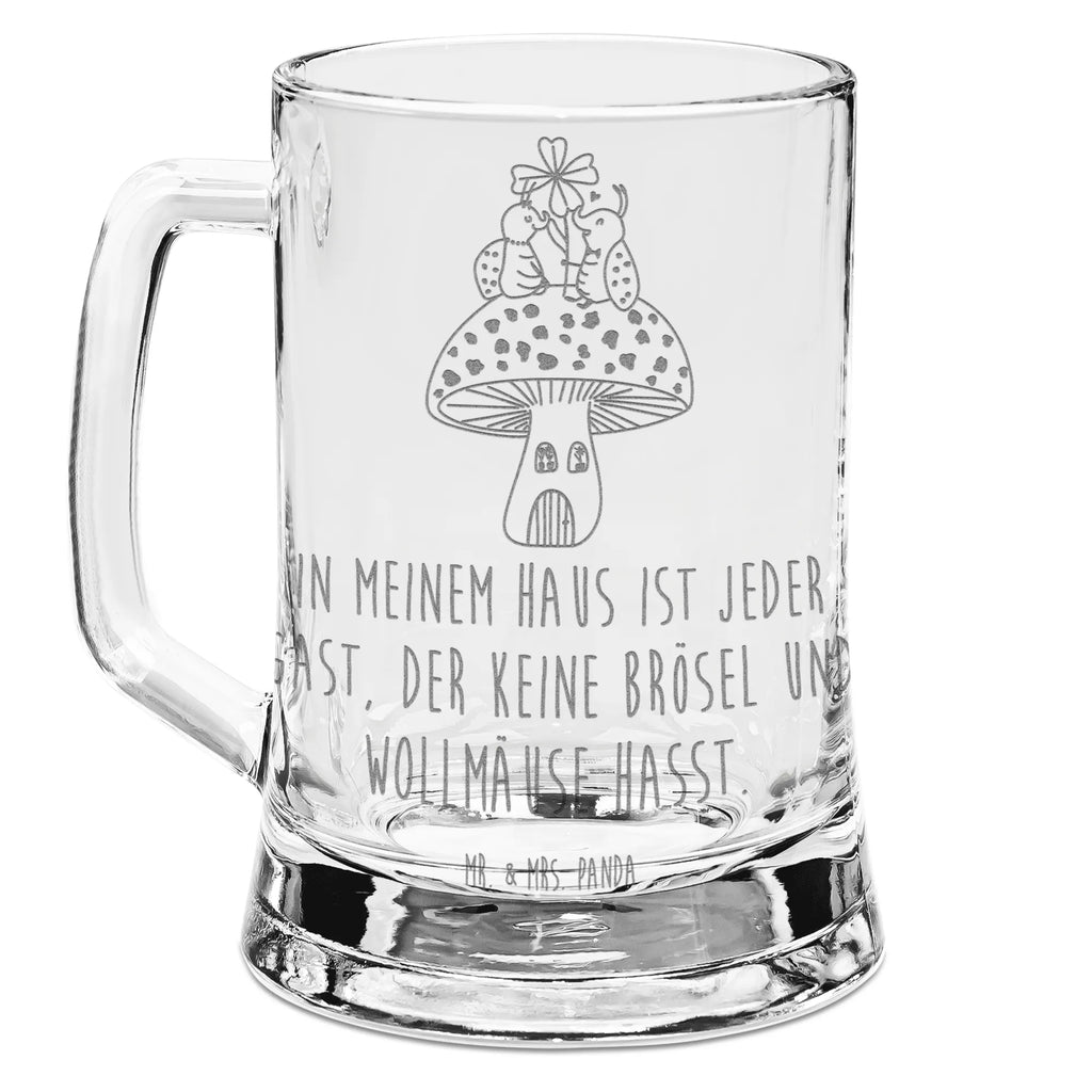 Gravur Bierkrug Marienkäfer Fliegenpilz Bierkrug, Bier Krug, Bierkrug Glas, Vatertag, Tiermotive, Gute Laune, lustige Sprüche, Tiere, Haus, Wohnung, zuhause, Fliegenpilz, Marienkäfer, Fleigenpilzhaus