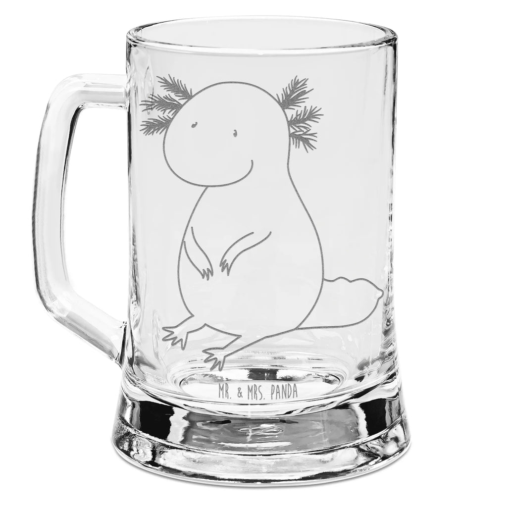 Gravur Bierkrug Axolotl null Bierkrug, Bier Krug, Bierkrug Glas, Vatertag, Axolotl, Molch, Axolot, vergnügt, fröhlich, zufrieden, Lebensstil, Weisheit, Lebensweisheit, Liebe, Freundin