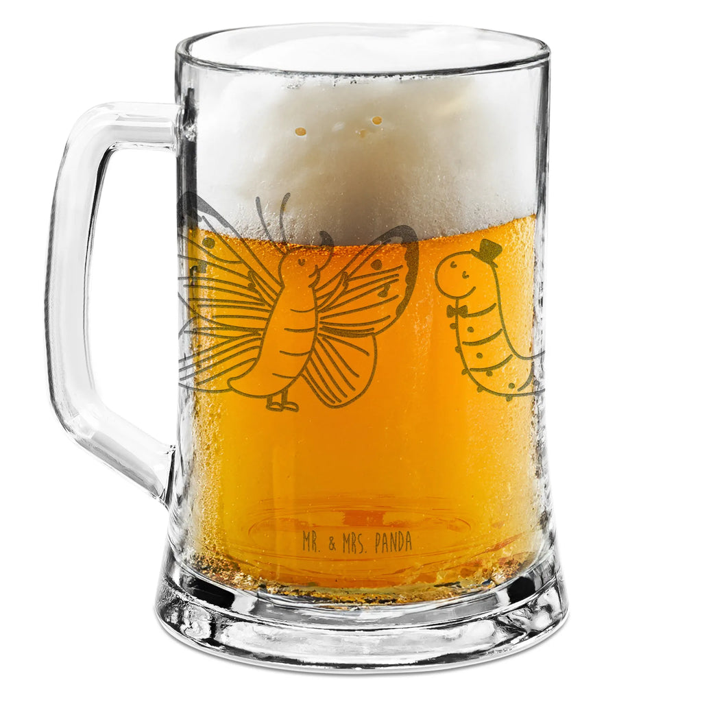 Gravur Bierkrug Raupe Schmetterling Bierkrug, Bier Krug, Bierkrug Glas, Vatertag, Tiermotive, Gute Laune, lustige Sprüche, Tiere, Raupe, Schmetterling, Zitronenfalter, Entwicklung, Erwachsen werden, Kokon, Hut, Hütchen, Schönheit, Aufwachsen