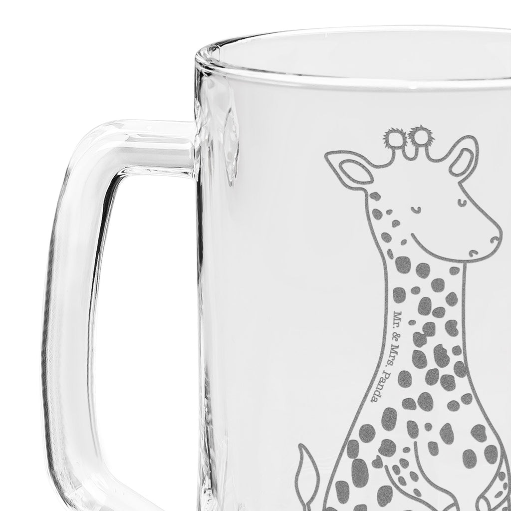 Gravur Bierkrug Giraffe Zufrieden Bierkrug, Bier Krug, Bierkrug Glas, Vatertag, Afrika, Wildtiere, Giraffe, Zufrieden, Glück, Abenteuer