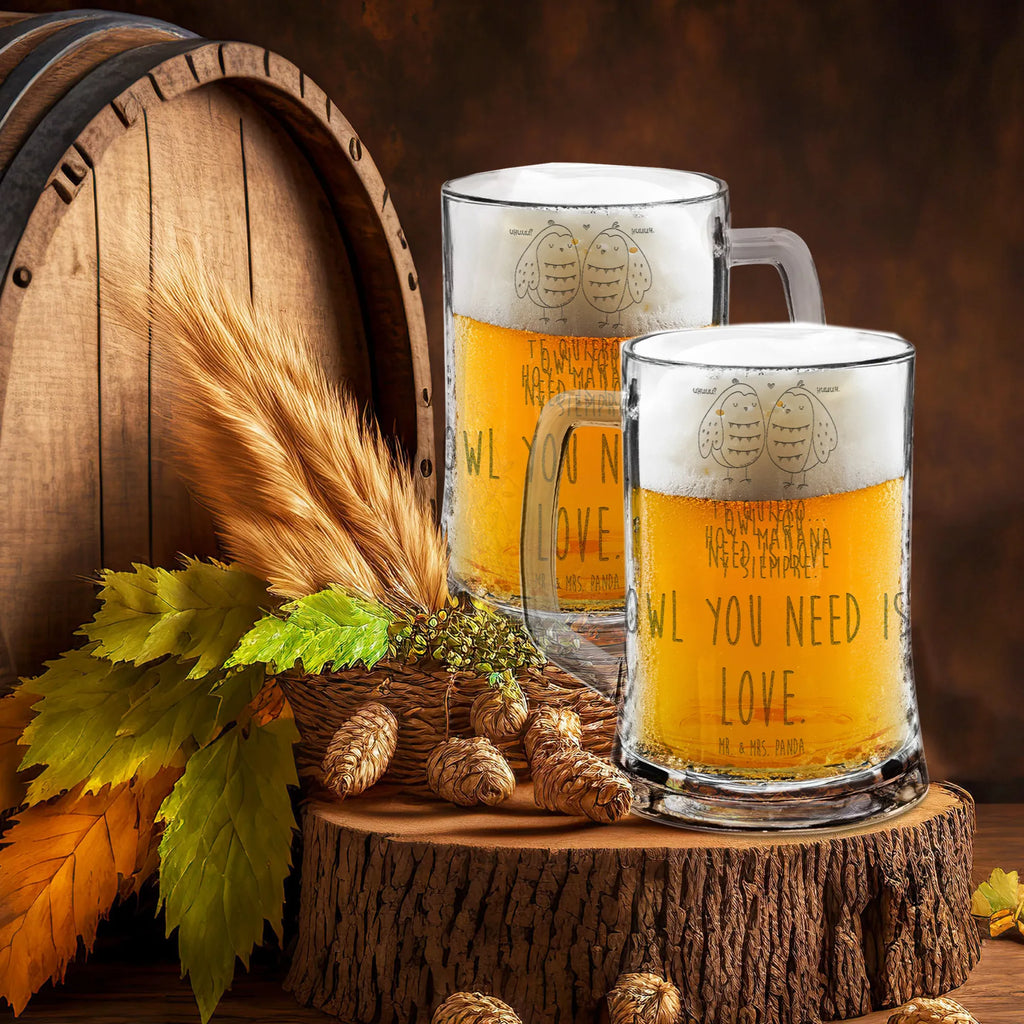 Gravur Bierkrug Eulen Liebe Bierkrug, Bier Krug, Bierkrug Glas, Vatertag, Eule, Eule Deko, Liebe, Hochzeit Spruch, Owl, All you need is love, Liebe Spruch, Freundin Geschenk, Freund, Wortspiel lustig