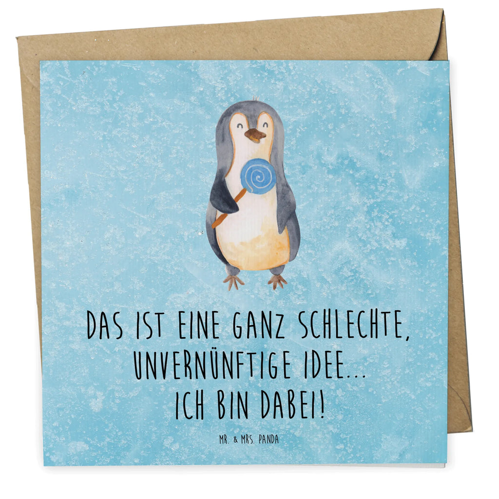 Deluxe Karte Pinguin Lolli Karte, Grußkarte, Klappkarte, Einladungskarte, Glückwunschkarte, Hochzeitskarte, Geburtstagskarte, Hochwertige Grußkarte, Hochwertige Klappkarte, Pinguin, Pinguine, Lolli, Süßigkeiten, Blödsinn, Spruch, Rebell, Gauner, Ganove, Rabauke