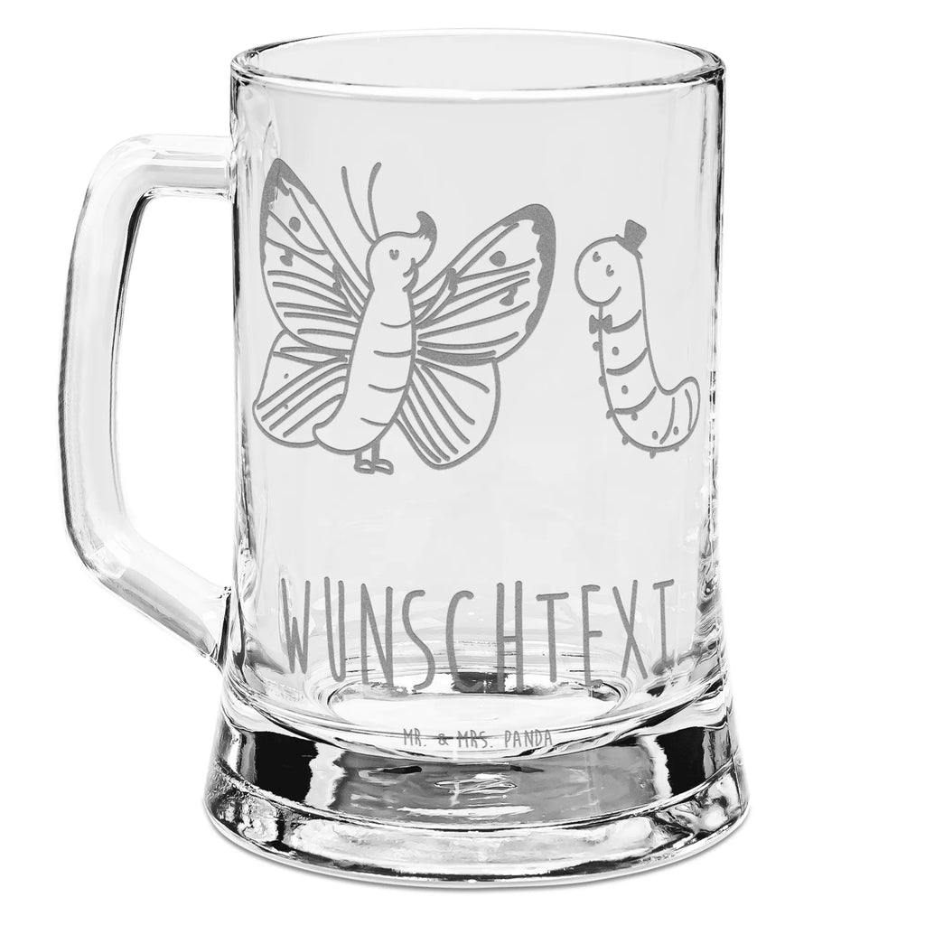 Personalisierter Gravur Bierkrug Raupe Schmetterling Personalisierter Bierkrug, Personalisierter Bier Krug, Personalisiertes Bierkrug Glas, Bierkrug mit Namen, Bier Krug mit Namen, Bierkrug Glas mit Namen, Vatertag, Wunschtext, Wunschname, Personalisierbar, Selbst gestalten, Tiermotive, Gute Laune, lustige Sprüche, Tiere, Raupe, Schmetterling, Zitronenfalter, Entwicklung, Erwachsen werden, Kokon, Hut, Hütchen, Schönheit, Aufwachsen