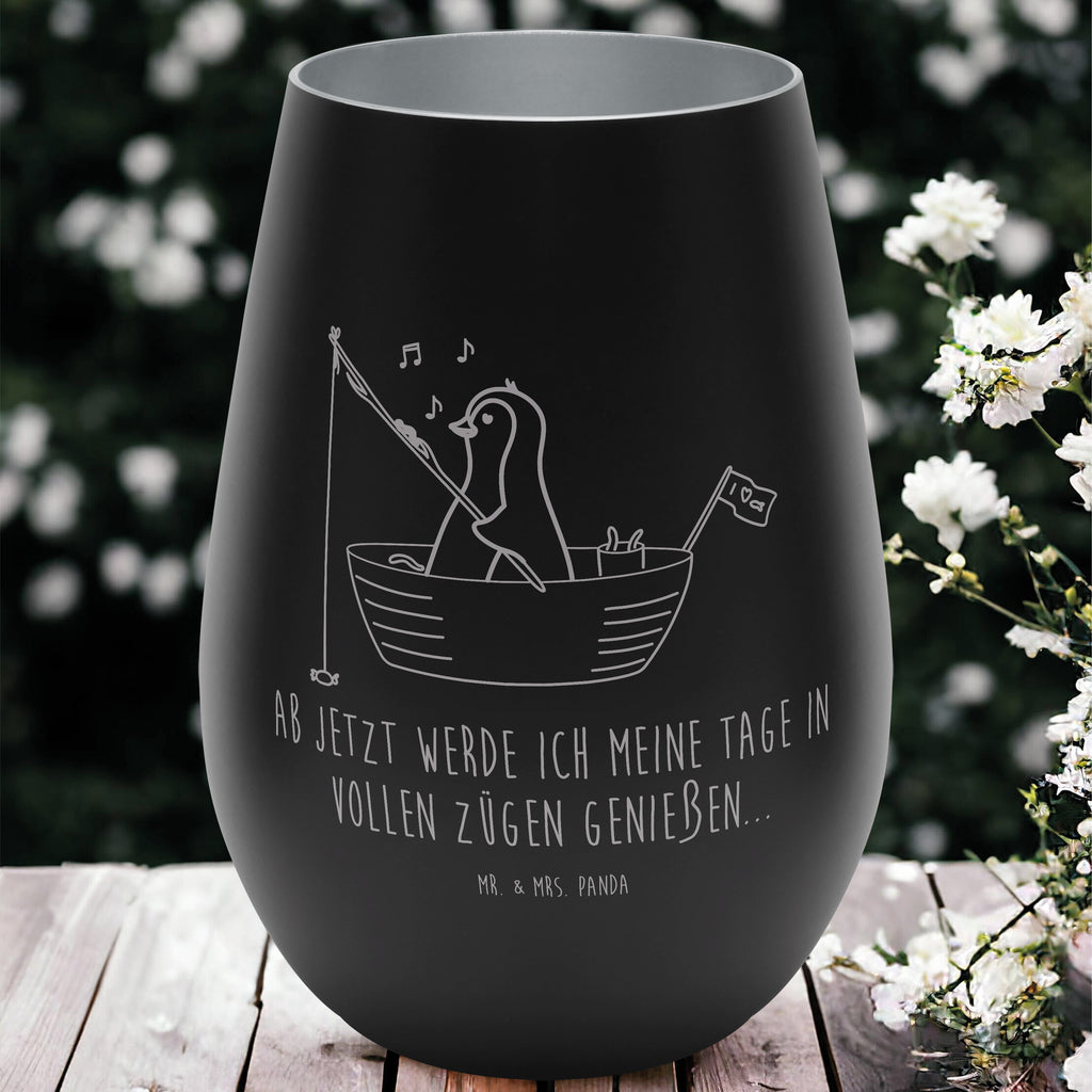 Gold Windlicht Pinguin Angelboot Windlicht, Teelicht, Graviertes Windlicht, Windlicht Gravur, Kerze, Windlicht aus Glas, Teelicht aus Glas, Pinguin, Pinguine, Angeln, Boot, Angelboot, Lebenslust, Leben, genießen, Motivation, Neustart, Neuanfang, Trennung, Scheidung, Geschenkidee Liebeskummer