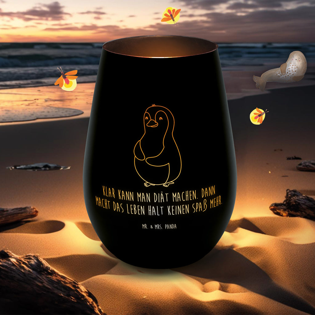 Gold Windlicht Pinguin Diät Windlicht, Teelicht, Graviertes Windlicht, Windlicht Gravur, Kerze, Windlicht aus Glas, Teelicht aus Glas, Pinguin, Pinguine, Diät, Abnehmen, Abspecken, Gewicht, Motivation, Selbstliebe, Körperliebe, Selbstrespekt