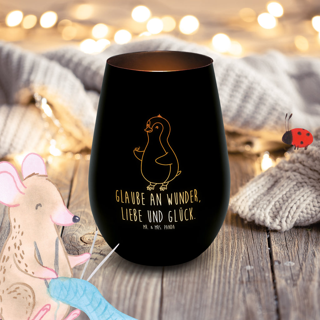 Gold Windlicht Pinguin Marienkäfer Windlicht, Teelicht, Graviertes Windlicht, Windlicht Gravur, Kerze, Windlicht aus Glas, Teelicht aus Glas, Pinguin, Pinguine, Marienkäfer, Liebe, Wunder, Glück, Freude, Lebensfreude