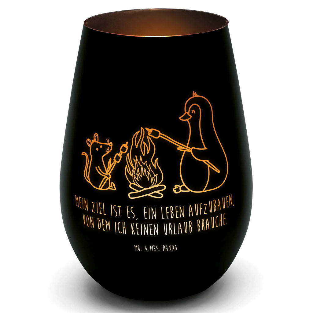 Gold Windlicht Pinguin Lagerfeuer Windlicht, Teelicht, Graviertes Windlicht, Windlicht Gravur, Kerze, Windlicht aus Glas, Teelicht aus Glas, Pinguin, Maus, Pinguine, Lagerfeuer, Leben, Arbeit, Job, Motivation, Büro, Büroalltag, Lebensspruch, Lebensmotivation, Neustart, Liebe, grillen, Feuer, Marshmallows