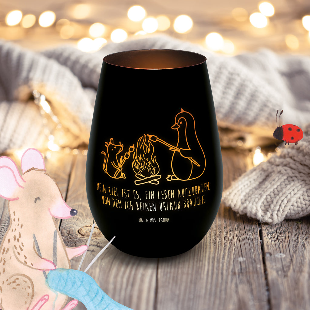 Gold Windlicht Pinguin Lagerfeuer Windlicht, Teelicht, Graviertes Windlicht, Windlicht Gravur, Kerze, Windlicht aus Glas, Teelicht aus Glas, Pinguin, Maus, Pinguine, Lagerfeuer, Leben, Arbeit, Job, Motivation, Büro, Büroalltag, Lebensspruch, Lebensmotivation, Neustart, Liebe, grillen, Feuer, Marshmallows