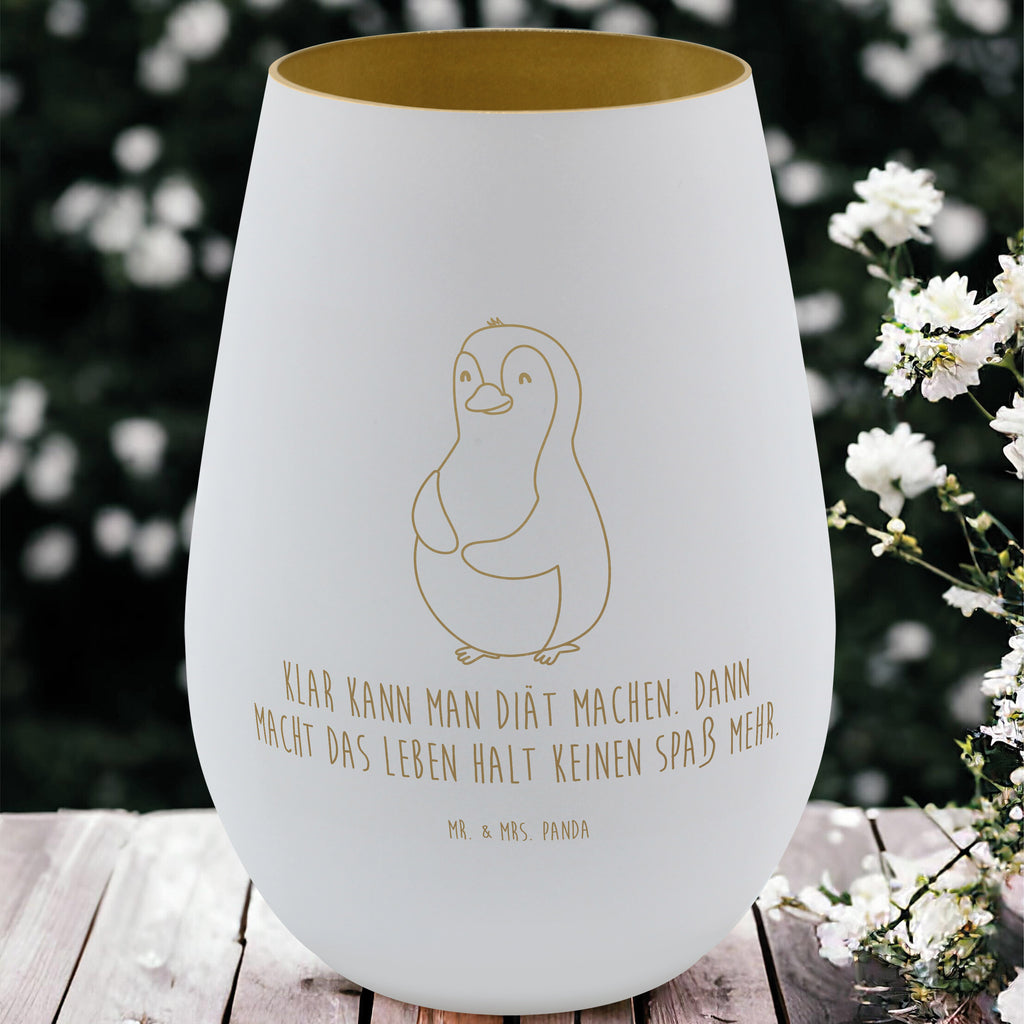 Gold Windlicht Pinguin Diät Windlicht, Teelicht, Graviertes Windlicht, Windlicht Gravur, Kerze, Windlicht aus Glas, Teelicht aus Glas, Pinguin, Pinguine, Diät, Abnehmen, Abspecken, Gewicht, Motivation, Selbstliebe, Körperliebe, Selbstrespekt