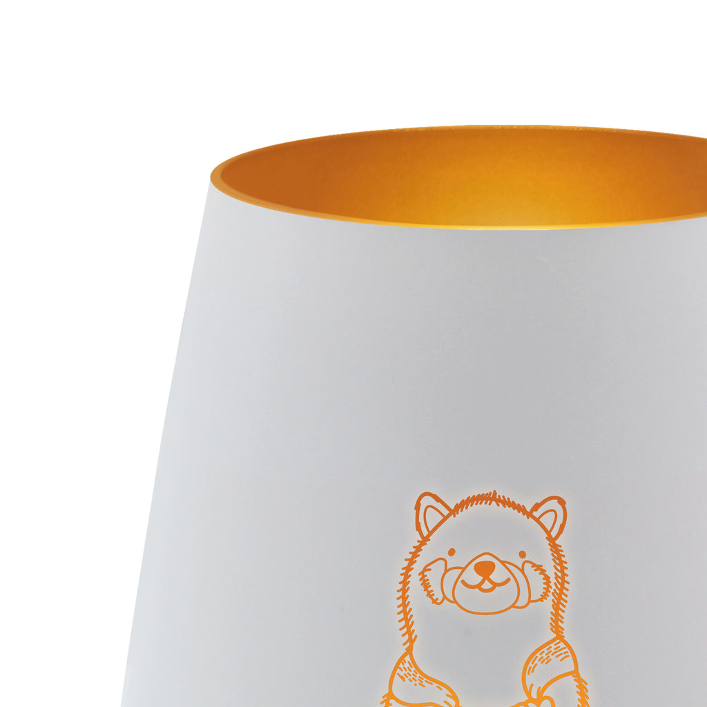 Gold Windlicht Roter Panda Windlicht, Teelicht, Graviertes Windlicht, Windlicht Gravur, Kerze, Windlicht aus Glas, Teelicht aus Glas, Tiermotive, Gute Laune, lustige Sprüche, Tiere, Panda, Liebe, Rot, Herz, Liebling, Lieblingsmensch