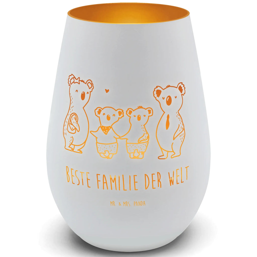 Gold Windlicht Koala Familie zwei Windlicht, Teelicht, Graviertes Windlicht, Windlicht Gravur, Kerze, Windlicht aus Glas, Teelicht aus Glas, Familie, Vatertag, Muttertag, Bruder, Schwester, Mama, Papa, Oma, Opa, Koala, Koalabär, beste Familie, Familienzeit, Familienleben, Koalafamilie, Lieblingsfamilie