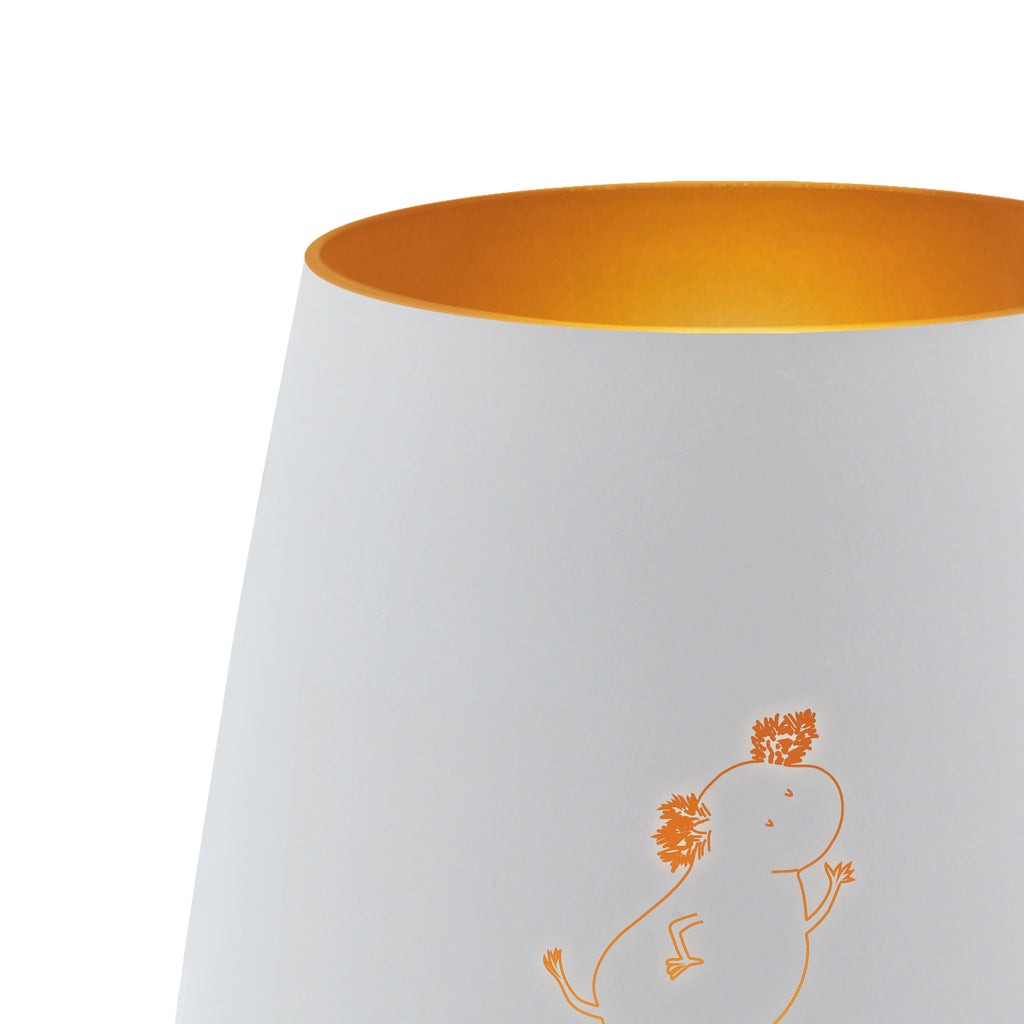 Gold Windlicht Axolotl Tanzen Windlicht, Teelicht, Graviertes Windlicht, Windlicht Gravur, Kerze, Windlicht aus Glas, Teelicht aus Glas, Axolotl, Molch, Axolot, Schwanzlurch, Lurch, Lurche, Dachschaden, Sterne, verrückt, Freundin, beste Freundin