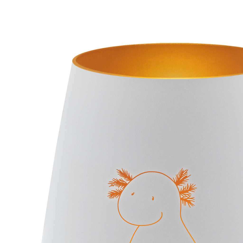 Gold Windlicht Axolotl null Windlicht, Teelicht, Graviertes Windlicht, Windlicht Gravur, Kerze, Windlicht aus Glas, Teelicht aus Glas, Axolotl, Molch, Axolot, vergnügt, fröhlich, zufrieden, Lebensstil, Weisheit, Lebensweisheit, Liebe, Freundin