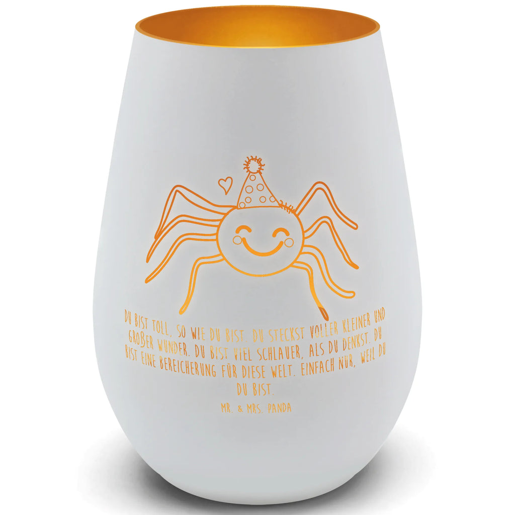 Gold Windlicht Spinne Agathe Party Windlicht, Teelicht, Graviertes Windlicht, Windlicht Gravur, Kerze, Windlicht aus Glas, Teelicht aus Glas, Spinne Agathe, Spinne, Agathe, Videos, Merchandise, Selbstliebe, Wunder, Motivation, Glück