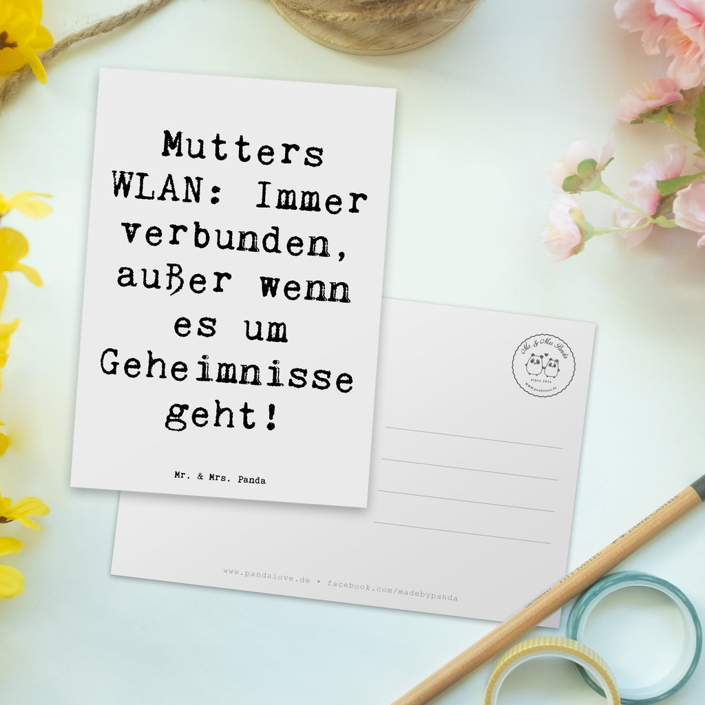 Postkarte Mutters immerwährendes WLAN Postkarte, Karte, Geschenkkarte, Grußkarte, Einladung, Ansichtskarte, Geburtstagskarte, Einladungskarte, Dankeskarte, Familie, Vatertag, Muttertag, Bruder, Schwester, Mama, Papa, Oma, Opa