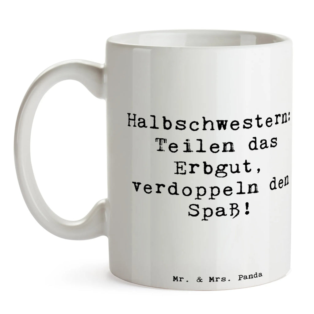 Tasse Spruch Halbschwester Freude Tasse, Kaffeetasse, Teetasse, Becher, Kaffeebecher, Teebecher, Keramiktasse, Porzellantasse, Büro Tasse, Geschenk Tasse, Tasse Sprüche, Tasse Motive, Kaffeetassen, Tasse bedrucken, Designer Tasse, Cappuccino Tassen, Schöne Teetassen, Familie, Vatertag, Muttertag, Bruder, Schwester, Mama, Papa, Oma, Opa