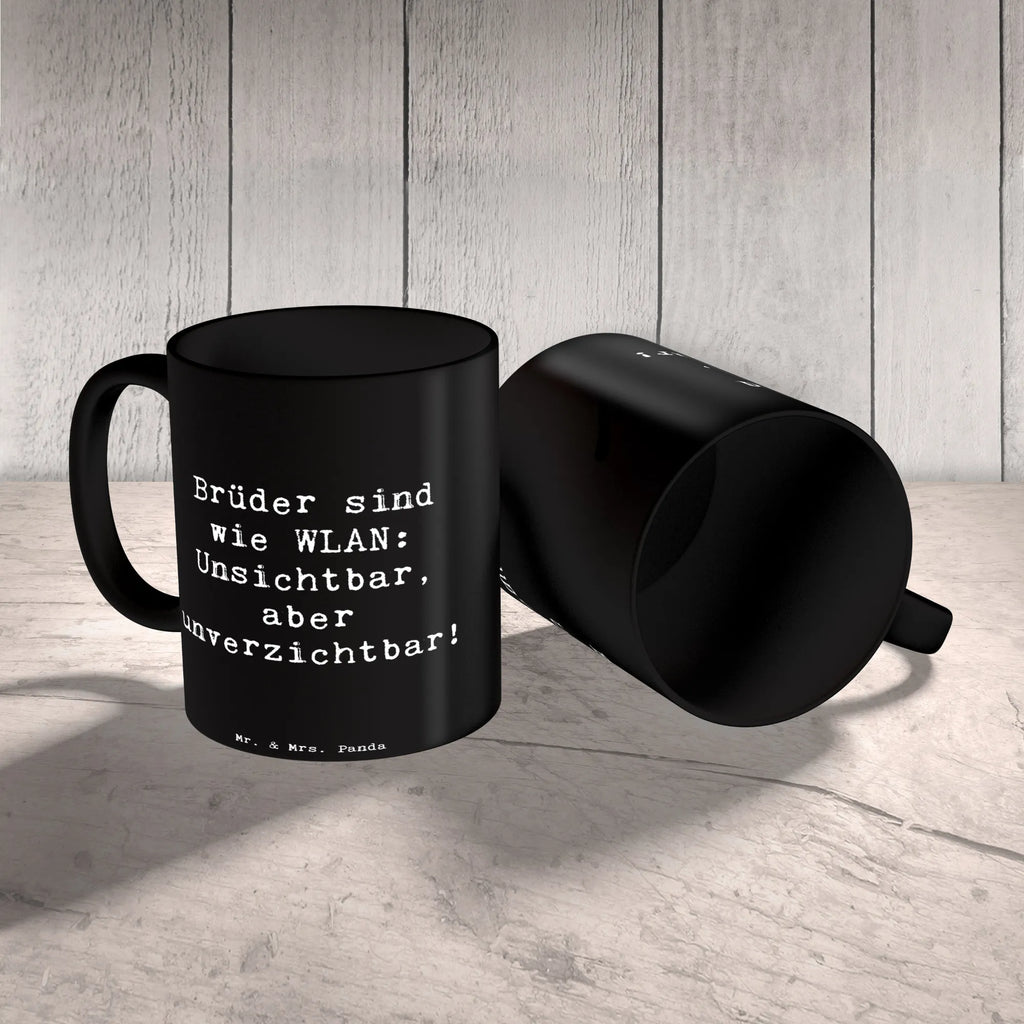 Tasse Spruch Brüder sind wie WLAN: Unsichtbar, aber unverzichtbar! Tasse, Kaffeetasse, Teetasse, Becher, Kaffeebecher, Teebecher, Keramiktasse, Porzellantasse, Büro Tasse, Geschenk Tasse, Tasse Sprüche, Tasse Motive, Kaffeetassen, Tasse bedrucken, Designer Tasse, Cappuccino Tassen, Schöne Teetassen, Familie, Vatertag, Muttertag, Bruder, Schwester, Mama, Papa, Oma, Opa