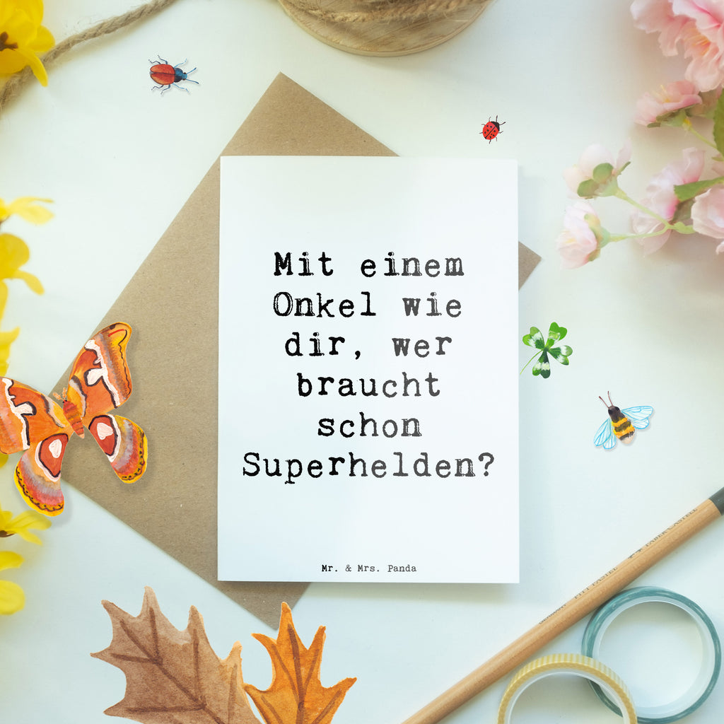 Grußkarte Spruch Super-Onkel Grußkarte, Klappkarte, Einladungskarte, Glückwunschkarte, Hochzeitskarte, Geburtstagskarte, Karte, Ansichtskarten, Familie, Vatertag, Muttertag, Bruder, Schwester, Mama, Papa, Oma, Opa