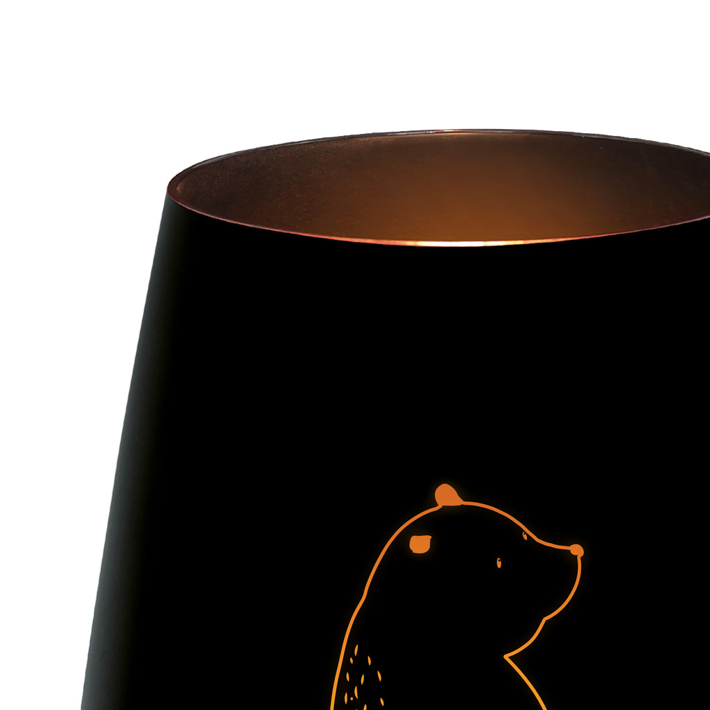 Gold Windlicht Bär Schulterblick Windlicht, Teelicht, Graviertes Windlicht, Windlicht Gravur, Kerze, Windlicht aus Glas, Teelicht aus Glas, Bär, Teddy, Teddybär, Selbstachtung, Weltansicht, Motivation, Bären, Bärenliebe, Weisheit