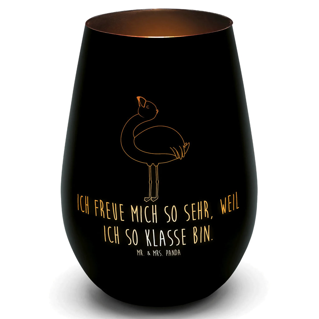 Gold Windlicht Flamingo Stolz Windlicht, Teelicht, Graviertes Windlicht, Windlicht Gravur, Kerze, Windlicht aus Glas, Teelicht aus Glas, Flamingo, stolz, Freude, Selbstliebe, Selbstakzeptanz, Freundin, beste Freundin, Tochter, Mama, Schwester