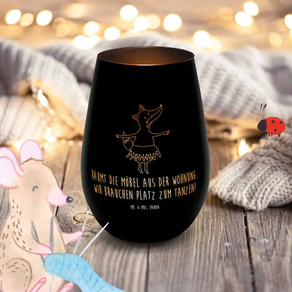 Gold Windlicht Fuchs Ballerina Windlicht, Teelicht, Graviertes Windlicht, Windlicht Gravur, Kerze, Windlicht aus Glas, Teelicht aus Glas, Fuchs, Fuchs Spruch, Füchse, Füchsin, Ballerina, Ballett, Tänzerin, Tanzen, Party, Einladung, Geburtstag