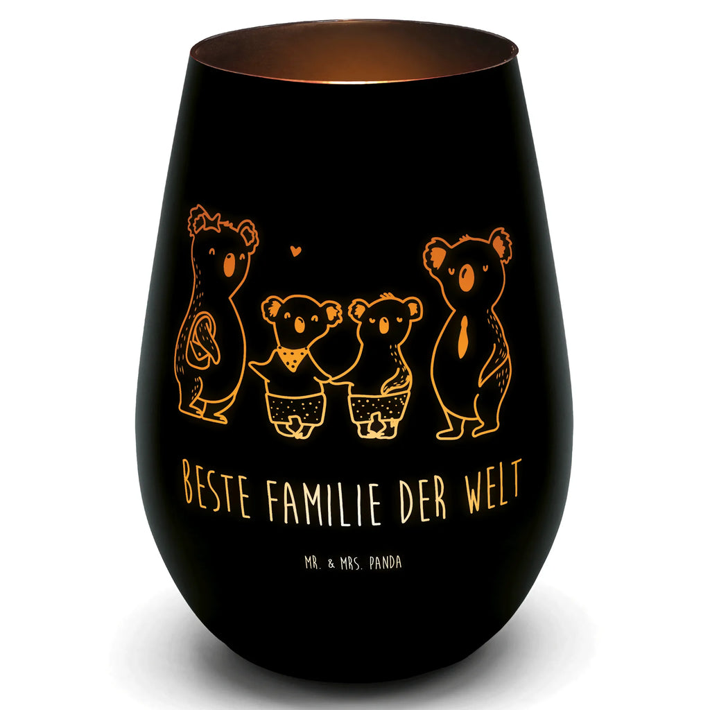 Gold Windlicht Koala Familie zwei Windlicht, Teelicht, Graviertes Windlicht, Windlicht Gravur, Kerze, Windlicht aus Glas, Teelicht aus Glas, Familie, Vatertag, Muttertag, Bruder, Schwester, Mama, Papa, Oma, Opa, Koala, Koalabär, beste Familie, Familienzeit, Familienleben, Koalafamilie, Lieblingsfamilie