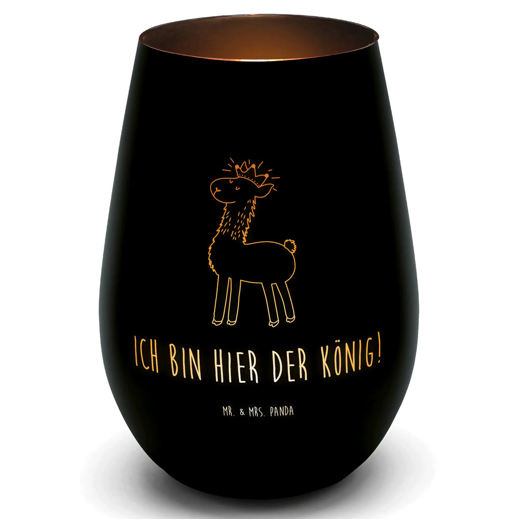 Gold Windlicht Lama König Windlicht, Teelicht, Graviertes Windlicht, Windlicht Gravur, Kerze, Windlicht aus Glas, Teelicht aus Glas, Lama, Alpaka, Lamas, König, Königin, Freundin, Mama, Papa, Büro Kollege, Kollegin, Chef, Vorgesetzter, Abi, Abitur