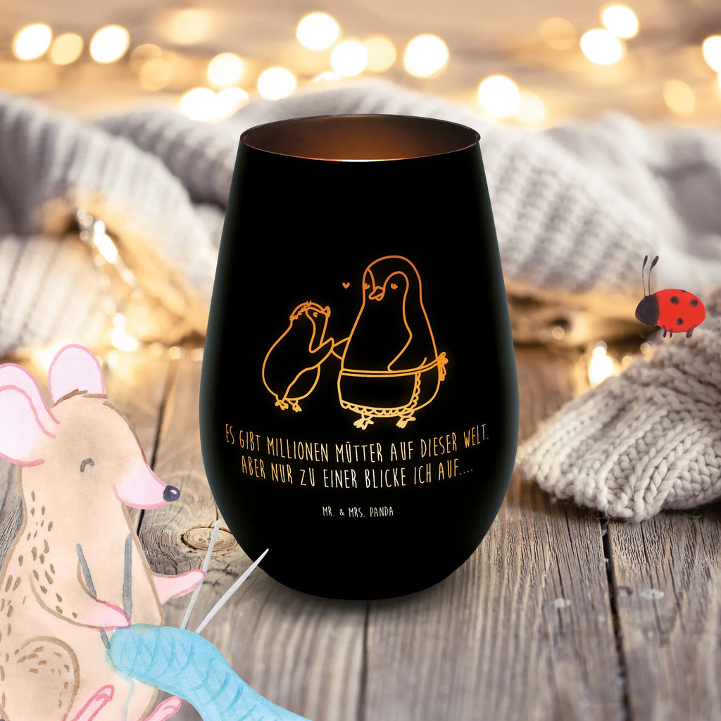 Gold Windlicht Pinguin mit Kind Windlicht, Teelicht, Graviertes Windlicht, Windlicht Gravur, Kerze, Windlicht aus Glas, Teelicht aus Glas, Familie, Vatertag, Muttertag, Bruder, Schwester, Mama, Papa, Oma, Opa, Geschenk, Mami, Mutti, Mutter, Geburststag